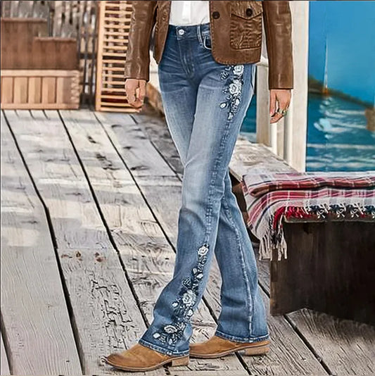 🌸👖 Vintage Style Floral Pattern Jeans 👖🌸