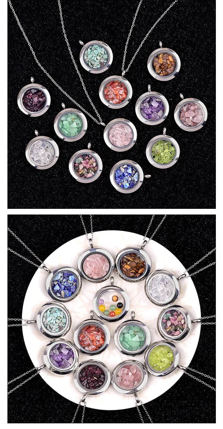✨ Crystal Chip Locket Necklaces✨