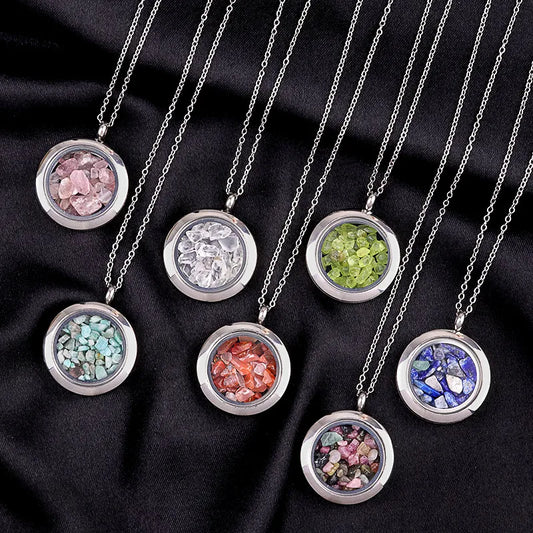 ✨ Crystal Chip Locket Necklaces✨