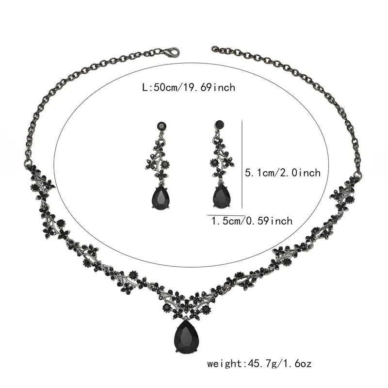 🖤  Gun Metal Black Diamante Jewellery Set 🖤