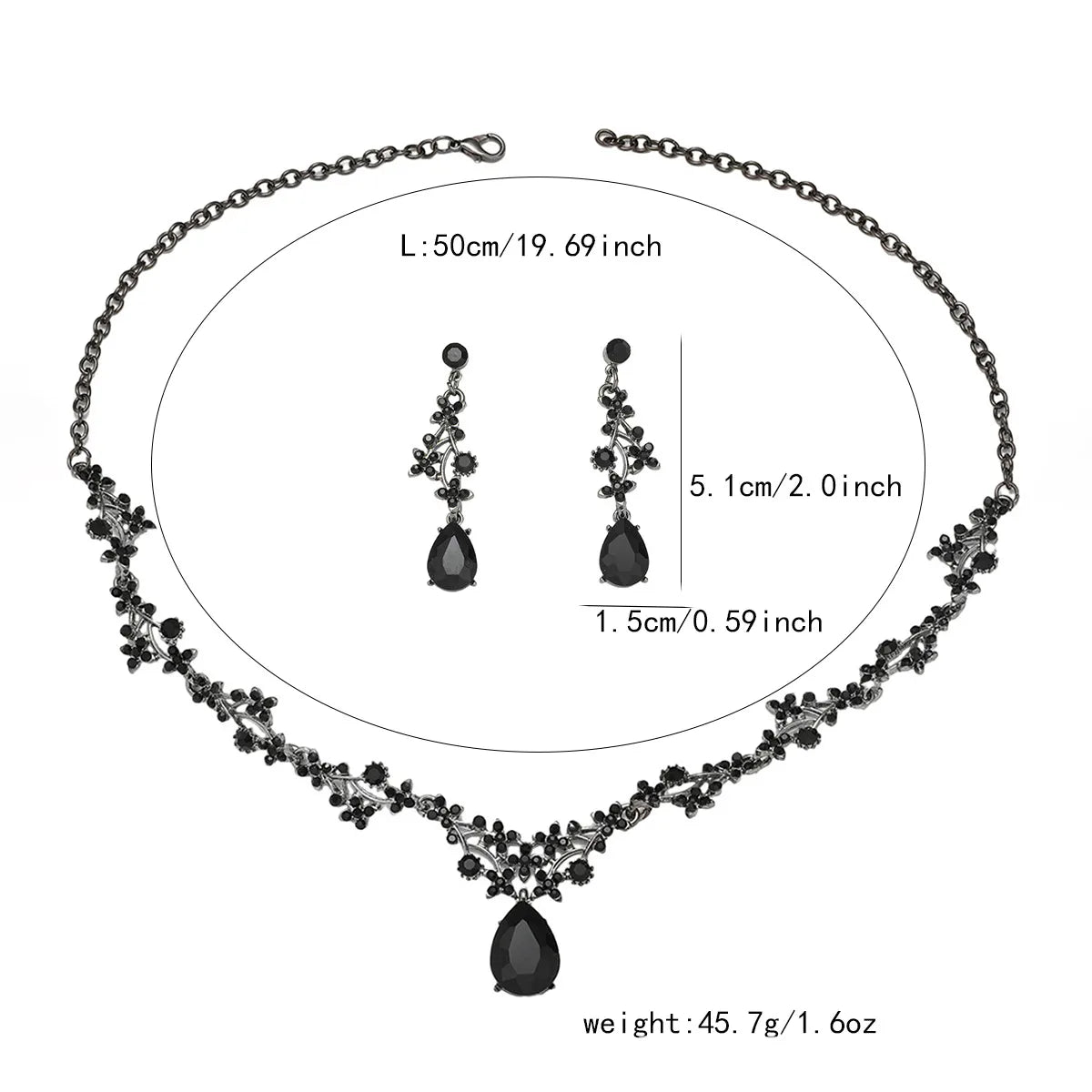 🖤  Gun Metal Black Diamante Jewellery Set 🖤