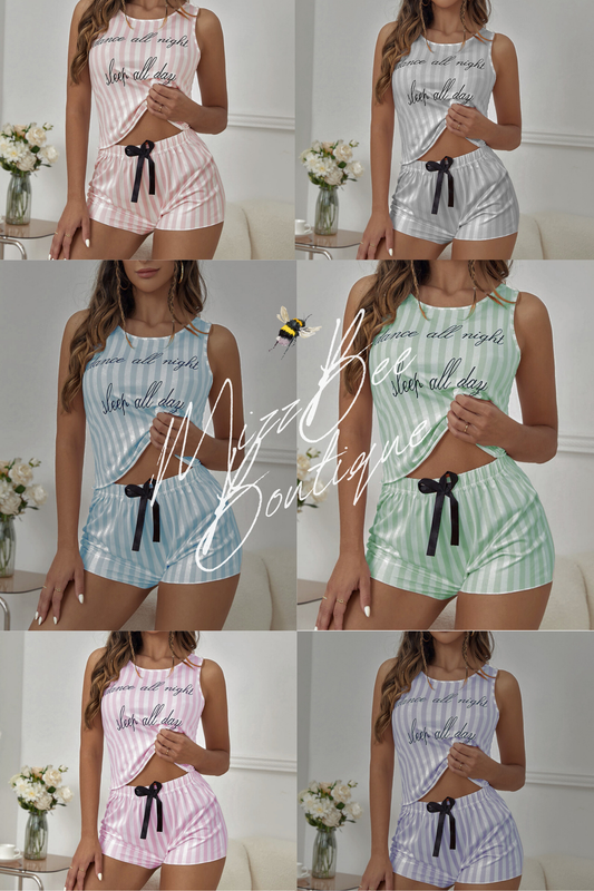 Sleep All Day...Dance All Night... PJ Shorts Set