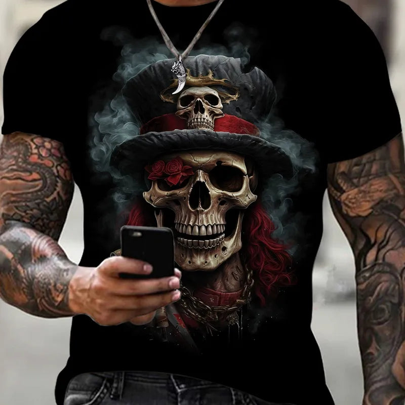 🎩💀 Gothic Skull In Top Hat Men’s T-Shirt 💀🎩