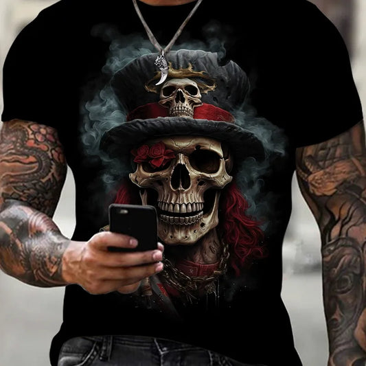 🎩💀 Gothic Skull In Top Hat Men’s T-Shirt 💀🎩