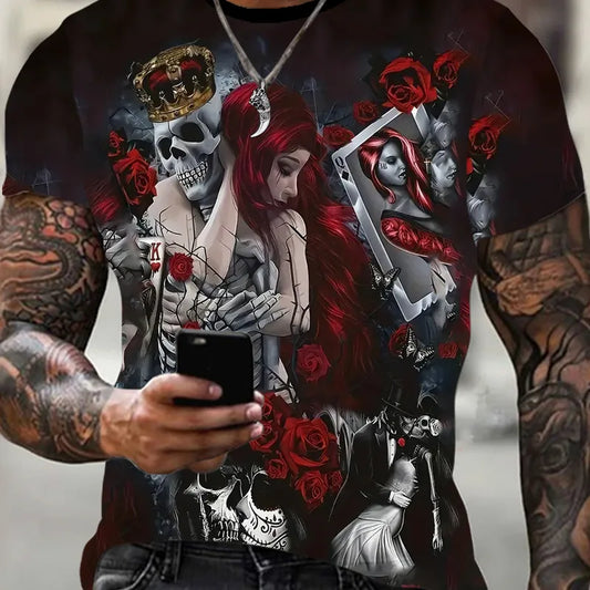 💀🖤 Gothic Lovers Skull Themed Men’s T-Shirt 🖤💀