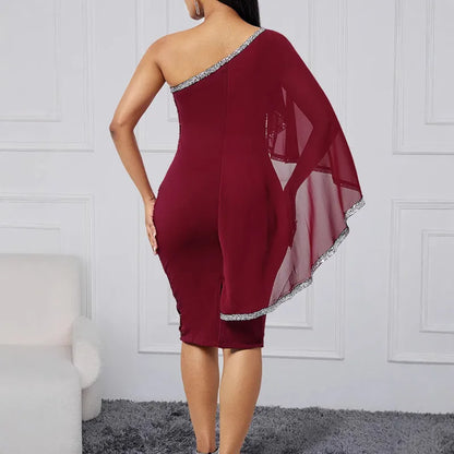 💃 One-Shoulder Sequin Evening Dress 💃