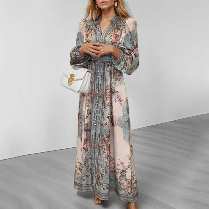 Ladies Vintage Floral Maxi Dress