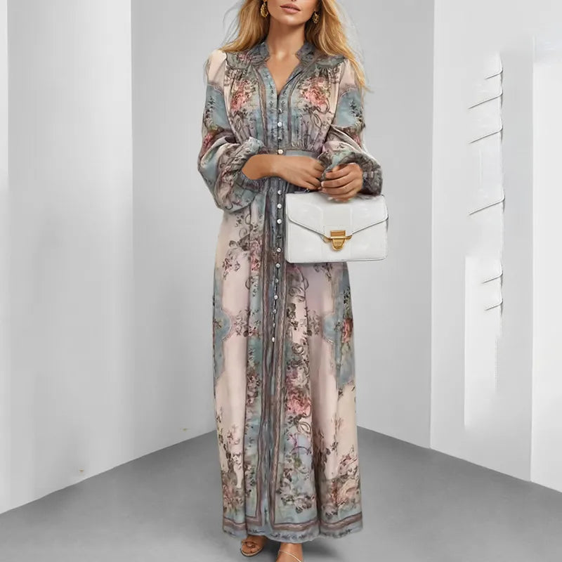 Ladies Vintage Floral Maxi Dress