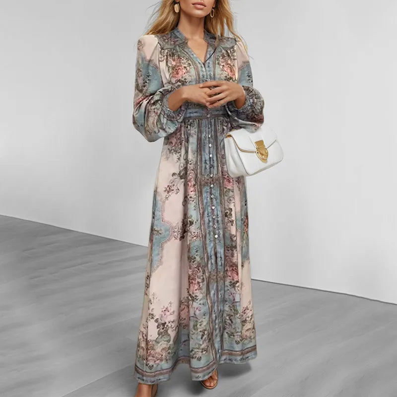 Ladies Vintage Floral Maxi Dress