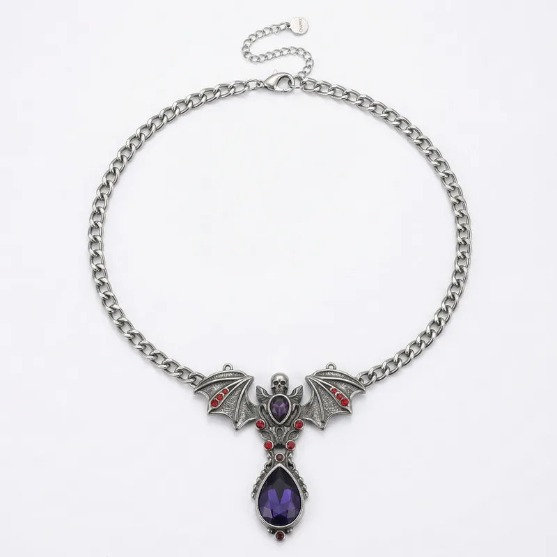 🦇💀 Skull & Bat Wings Necklace 💀🦇