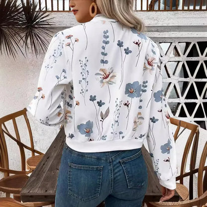 🤍💙 Elegant Flower Zipper Coat 💙🤍