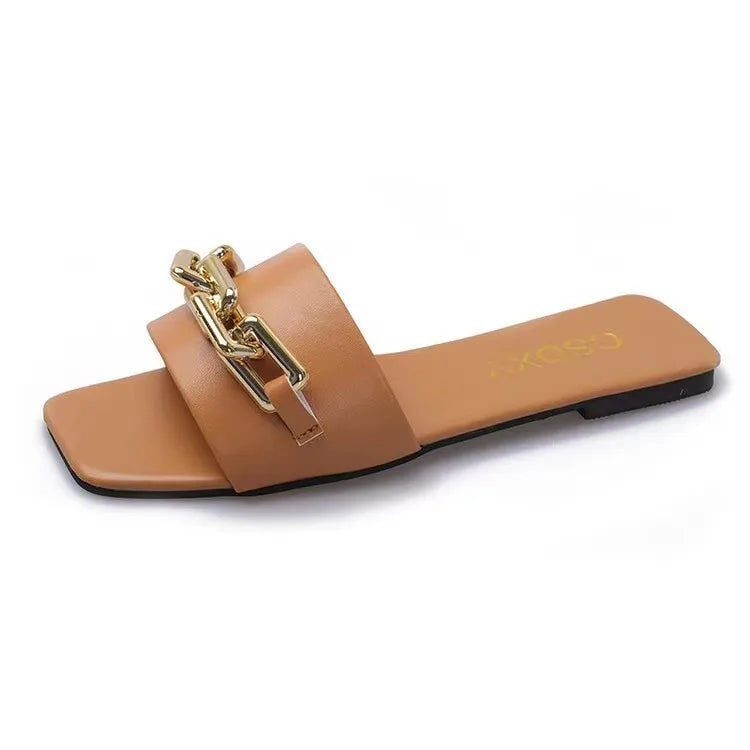 ✨ Ladies Sliders with Chain Detail