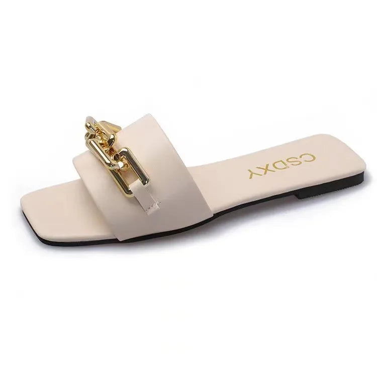 ✨ Ladies Sliders with Chain Detail