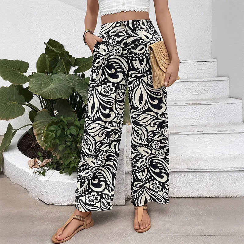🖤🤍 Daily Casual Flower Full Length Pants 🤍🖤