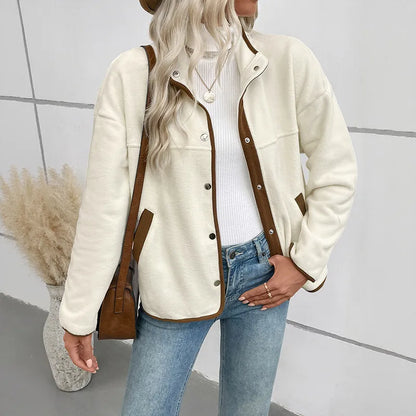 🍂 Women's Fleece Short Open Cardigan – Apricot 🍂