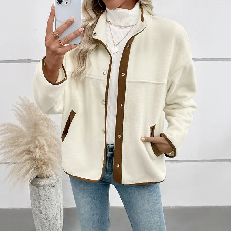 Women's Fleece Short Open Cardigan – Apricot