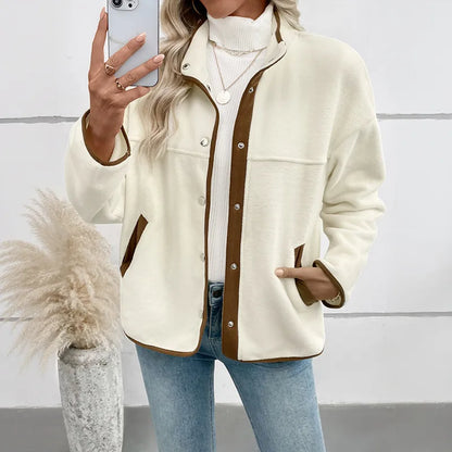 🍂 Women's Fleece Short Open Cardigan – Apricot 🍂