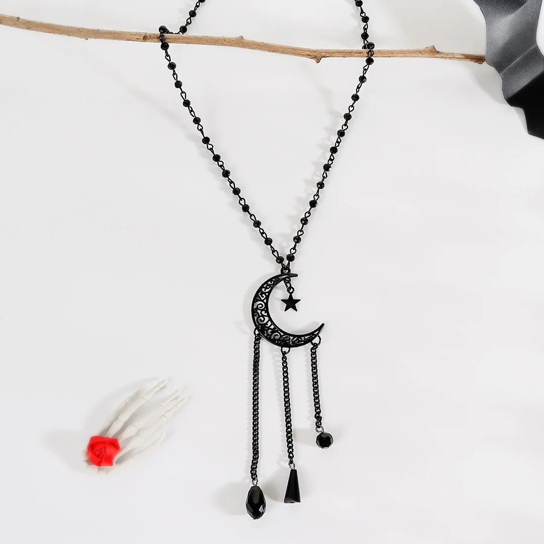 🖤⭐ Gothic Retro Star & Moon Black Necklace ⭐🖤