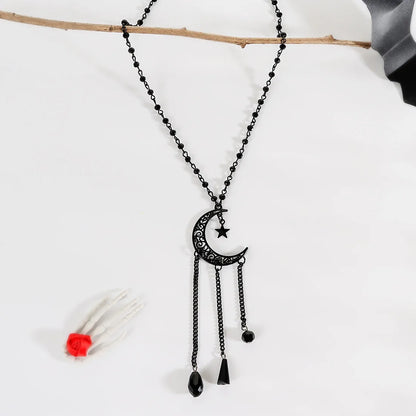 🖤⭐ Gothic Retro Star & Moon Black Necklace ⭐🖤