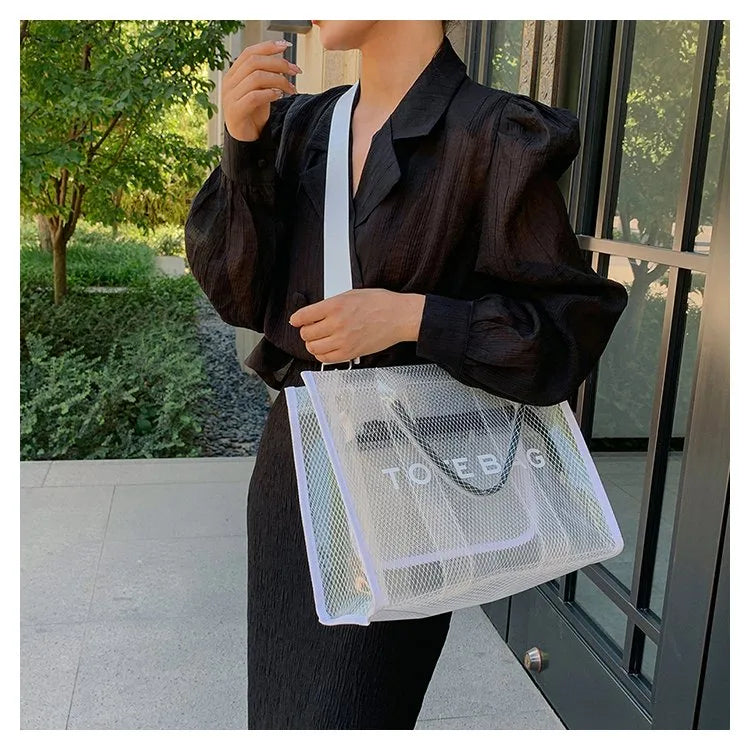 👜✨ Women’s PVC Square Clear Zipper Tote Bag ✨👜
