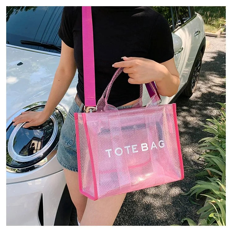 👜✨ Women’s PVC Square Clear Zipper Tote Bag ✨👜
