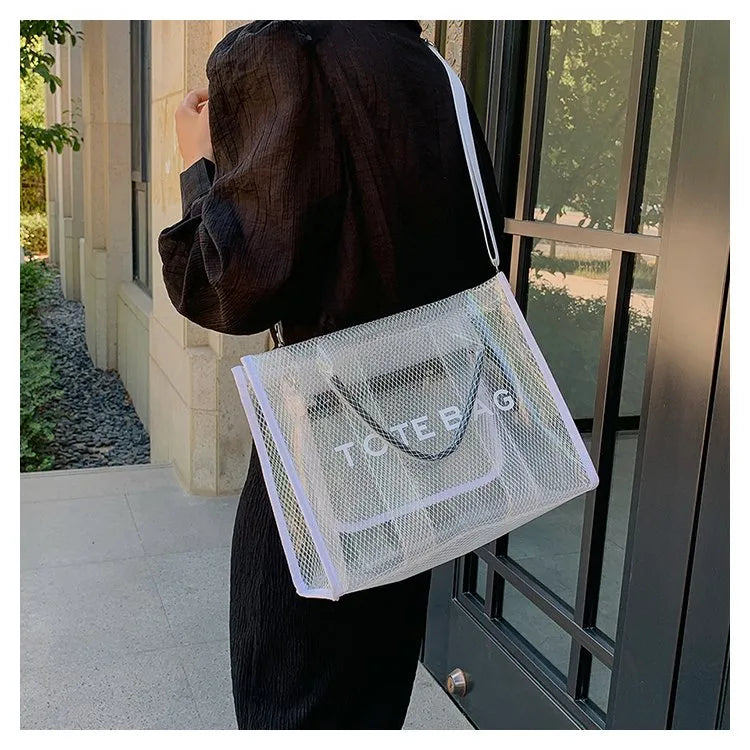 👜✨ Women’s PVC Square Clear Zipper Tote Bag ✨👜
