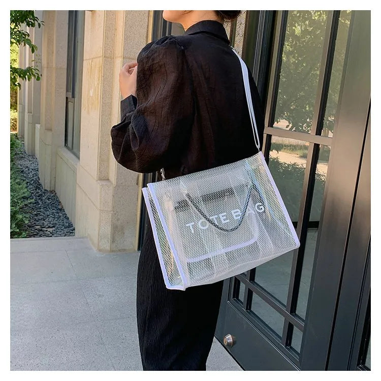 👜✨ Women’s PVC Square Clear Zipper Tote Bag ✨👜