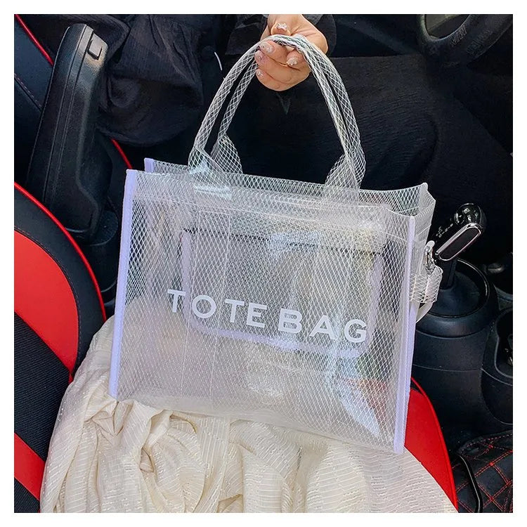 👜✨ Women’s PVC Square Clear Zipper Tote Bag ✨👜