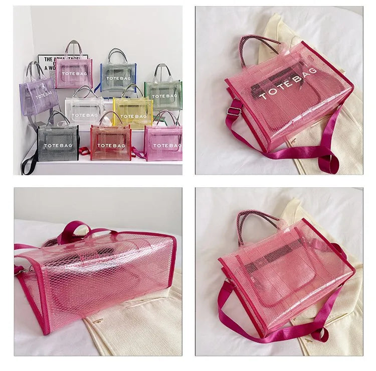 👜✨ Women’s PVC Square Clear Zipper Tote Bag ✨👜