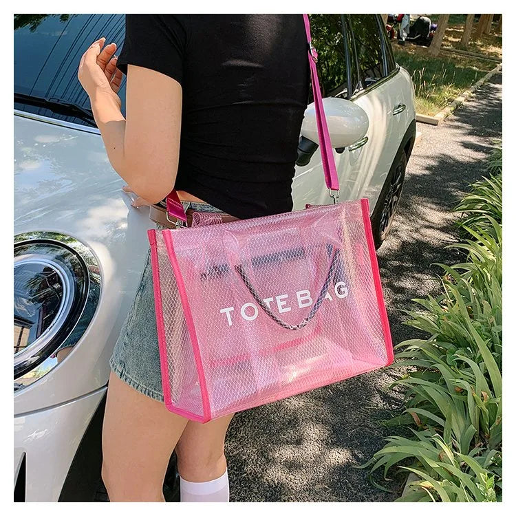 👜✨ Women’s PVC Square Clear Zipper Tote Bag ✨👜