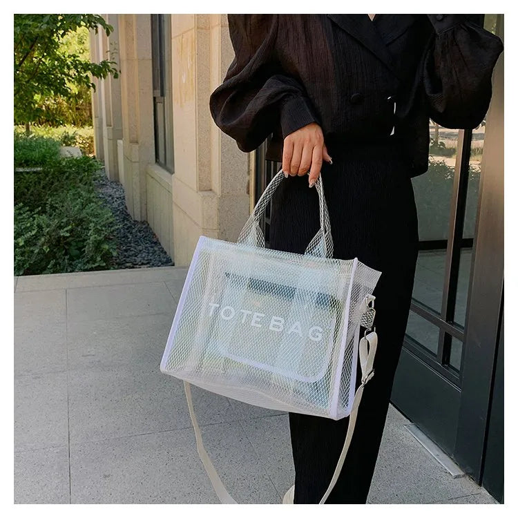 👜✨ Women’s PVC Square Clear Zipper Tote Bag ✨👜