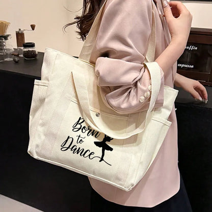 🩰 Beige “Born to Dance” Tote Bag Set 🩰