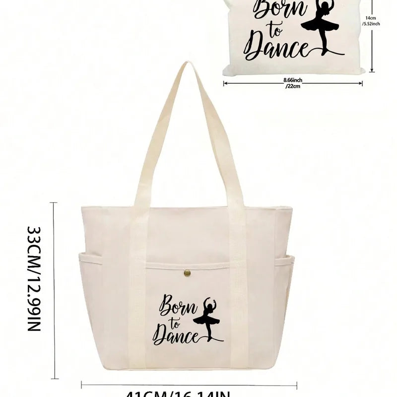 🩰 Beige “Born to Dance” Tote Bag Set 🩰