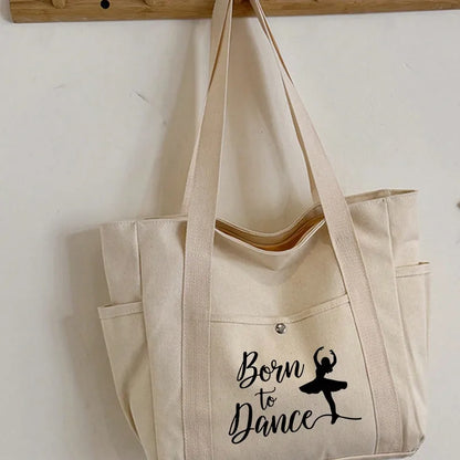 🩰 Beige “Born to Dance” Tote Bag Set 🩰