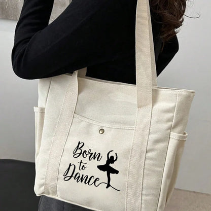 🩰 Beige “Born to Dance” Tote Bag Set 🩰