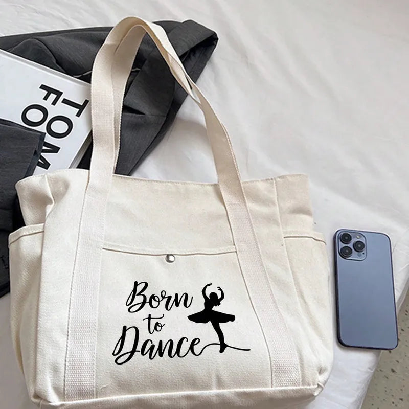 🩰 Beige “Born to Dance” Tote Bag Set 🩰
