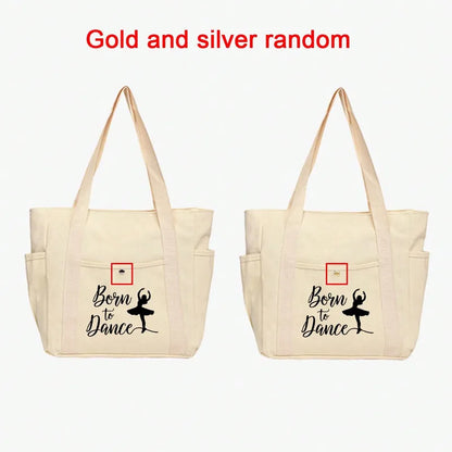 🩰 Beige “Born to Dance” Tote Bag Set 🩰