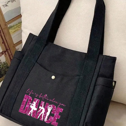 ✨ Black With Hot Pink “Life Is Better When You Dance” Tote Bag Set ✨