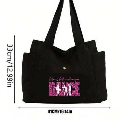 ✨ Black With Hot Pink “Life Is Better When You Dance” Tote Bag Set ✨