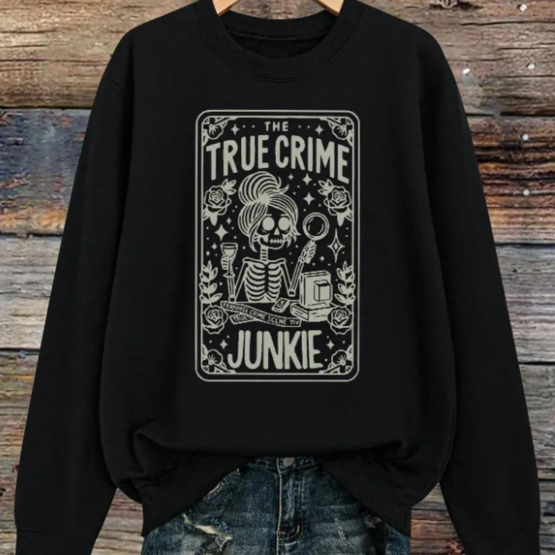 🔍 Tarot-style “True Crime Junkie” Jumpers (8 Colour Choices!) 🔍