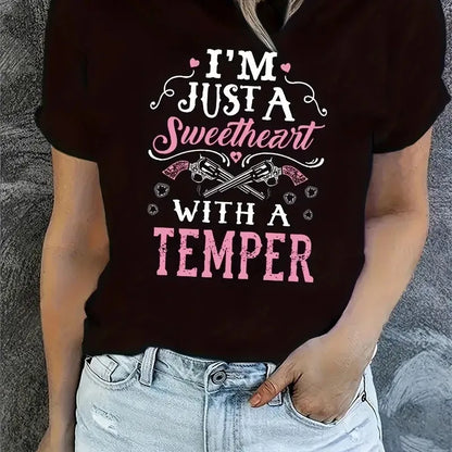😇🔥 "Just a Sweetheart With a Temper" T-shirt 🔥😇