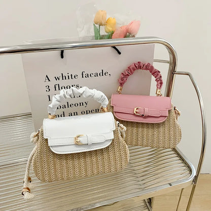 👜 Women’s Small Straw Colour Block Handbag 👜