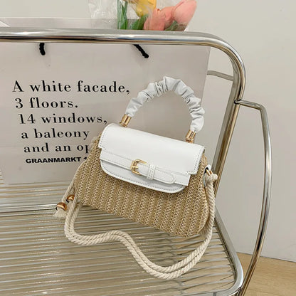 👜 Women’s Small Straw Colour Block Handbag 👜
