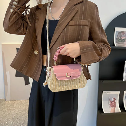 👜 Women’s Small Straw Colour Block Handbag 👜