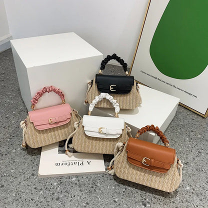 👜 Women’s Small Straw Colour Block Handbag 👜