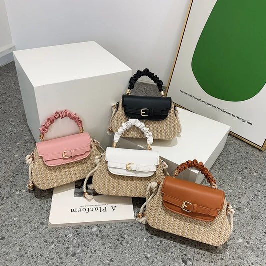 👜 Women’s Small Straw Colour Block Handbag 👜