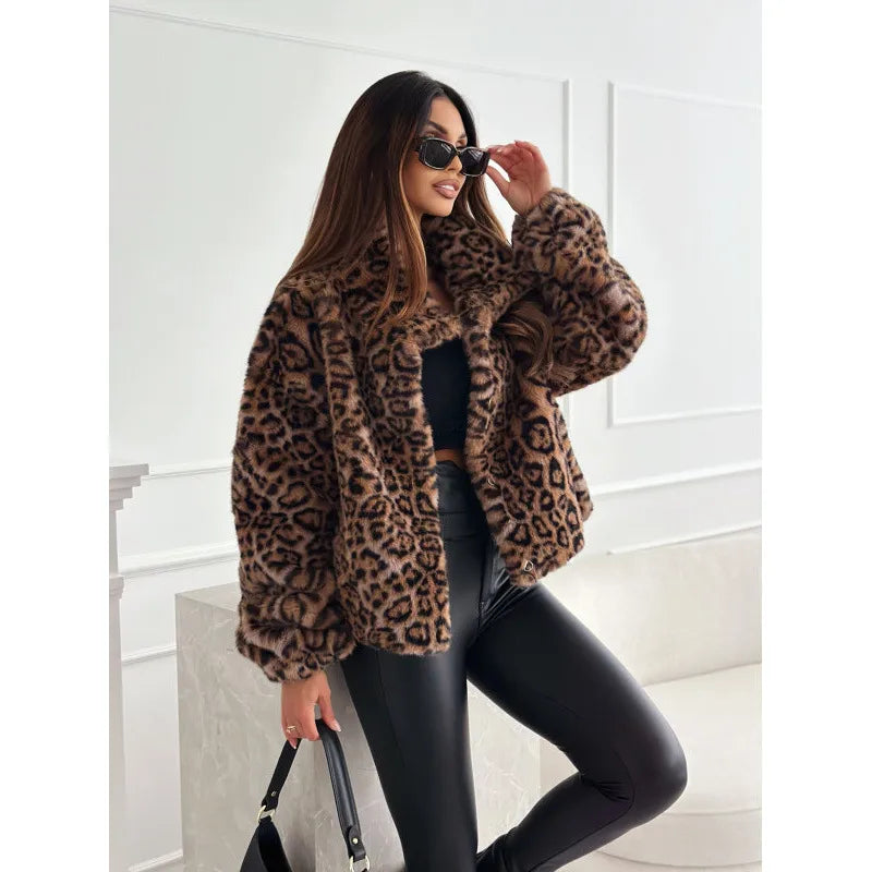 🔥🐆 Women’s Leopard Single Breasted Faux Fur Coat 🐆🔥