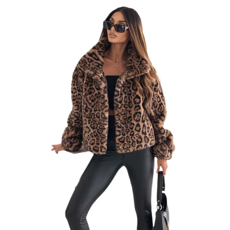 🔥🐆 Women’s Leopard Single Breasted Faux Fur Coat 🐆🔥