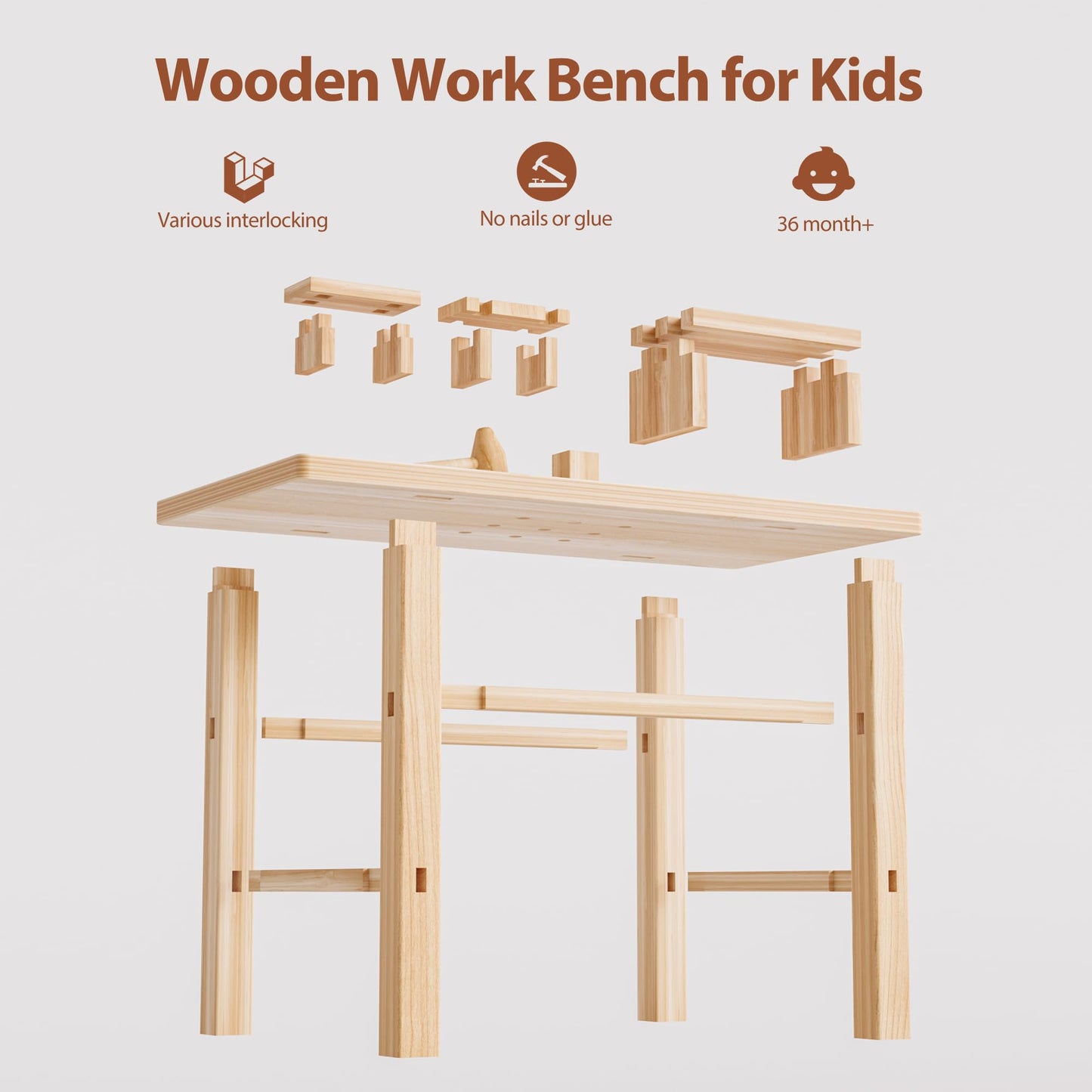 🛠️ 5-in-1 Kids Wooden Tool Bench Set  Montessori Toy 🛠️