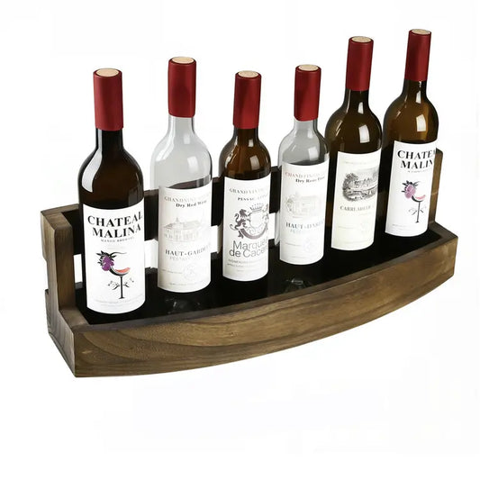 Wall Mounted Wooden Wine Rack Bottle Holder with Glass Shelf for 6 Bottles